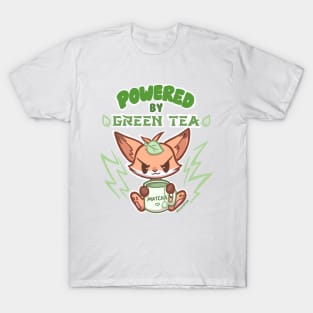 Cute Fox Powered by GREEN TEA leaf T-Shirt